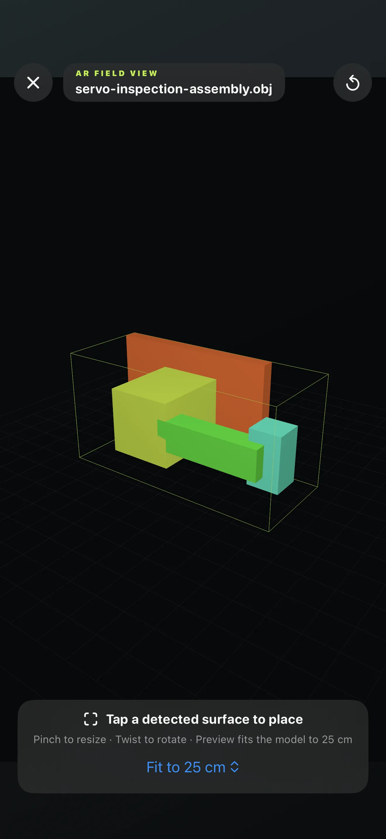 CadRoam placing a supported 3D model in augmented reality